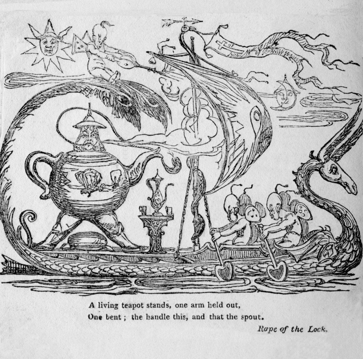 Um bule de chá está de pé, um braço estendido, um dobrado, a manivela, essa e a bica, c1820. de Unbekannt