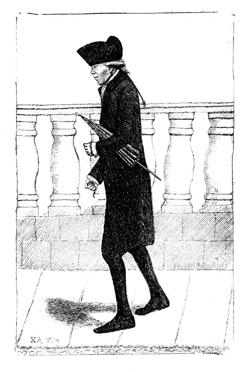 Um homem andando com um guarda-chuva debaixo do braço, 1784 de Unbekannt
