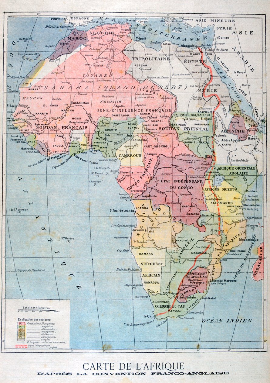 Um mapa da África após a Convenção Anglo-Francesa, 1899 de Unbekannt