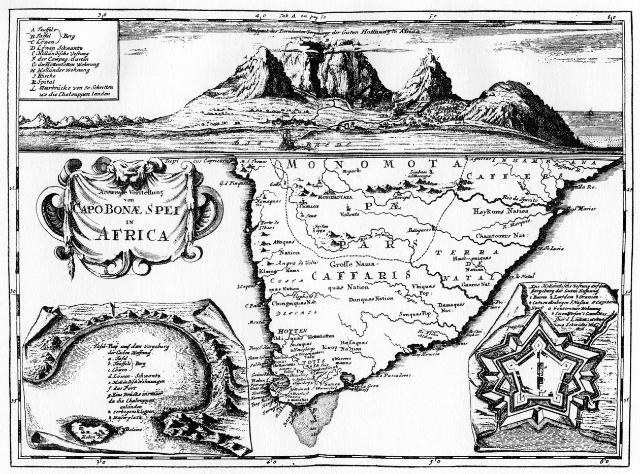 Um mapa do Cabo da Boa Esperança, África do Sul, 1719 1931 de Unbekannt