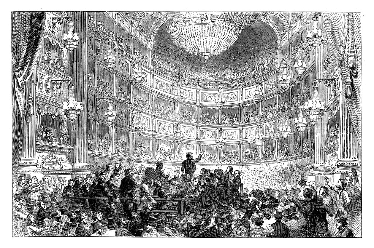Uma reunião da Liga da Lei Anti-Corn no Teatro Drury Lane, Londres, 1838 c1895 de Unbekannt