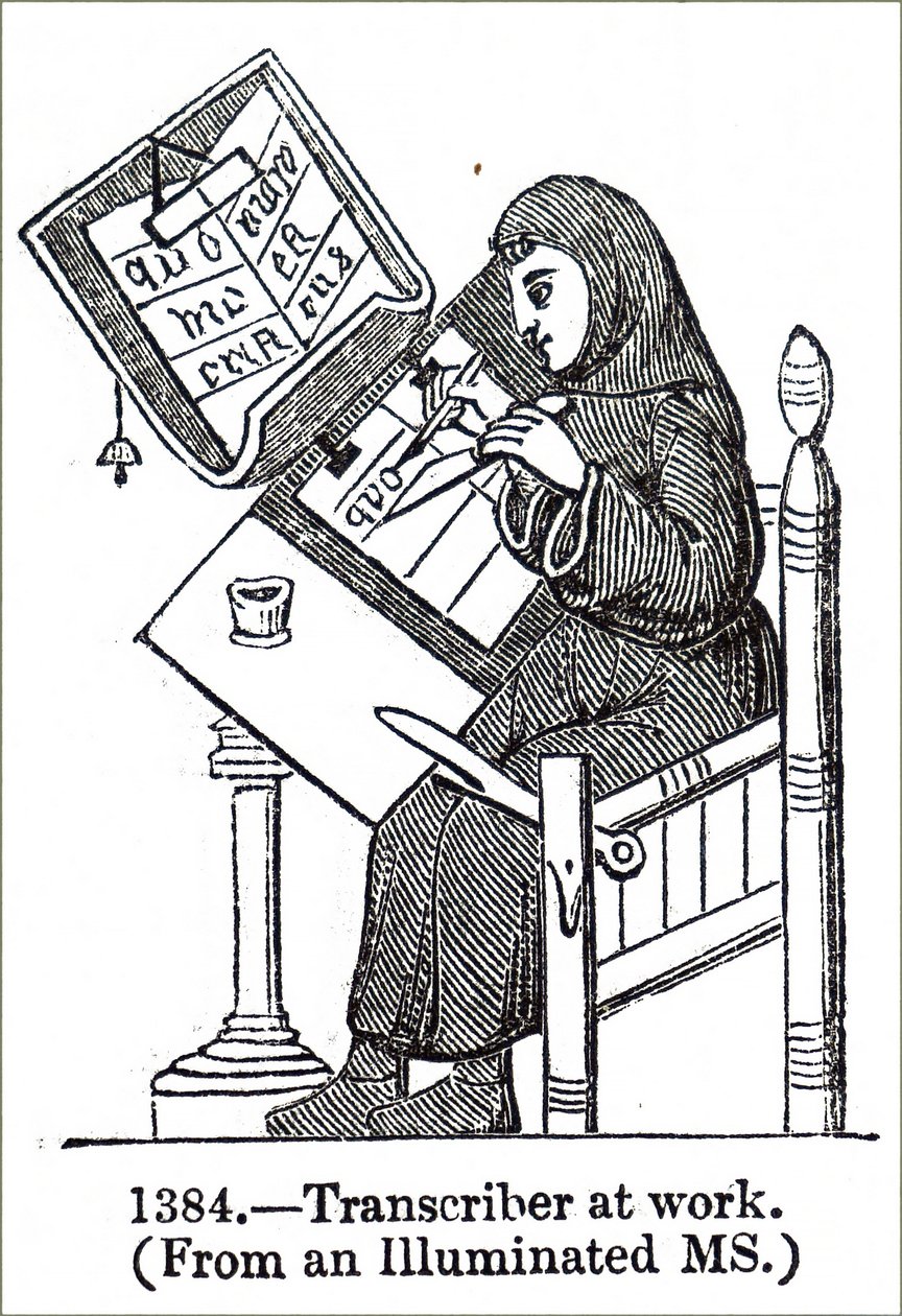Um monge a iluminar um manuscrito de Unbekannt