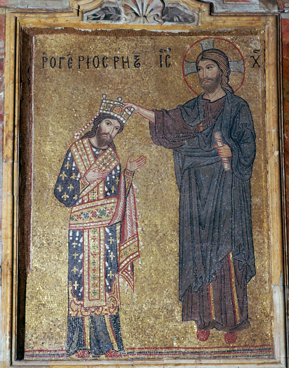 Um mosaico de Cristo coroando Roger II, século XII de Unbekannt