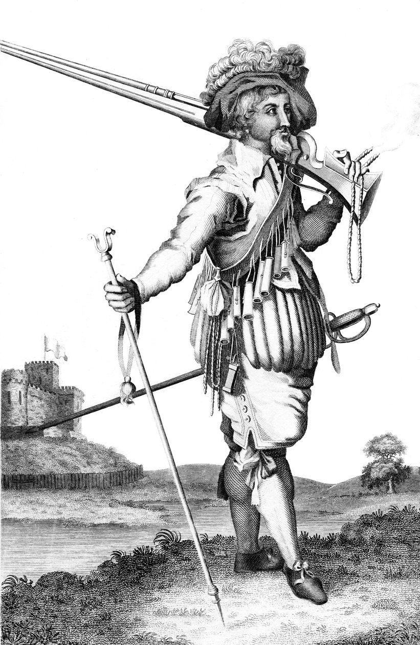 Um mosqueteiro sobre a introdução de armas de fogo, 1798 de Unbekannt