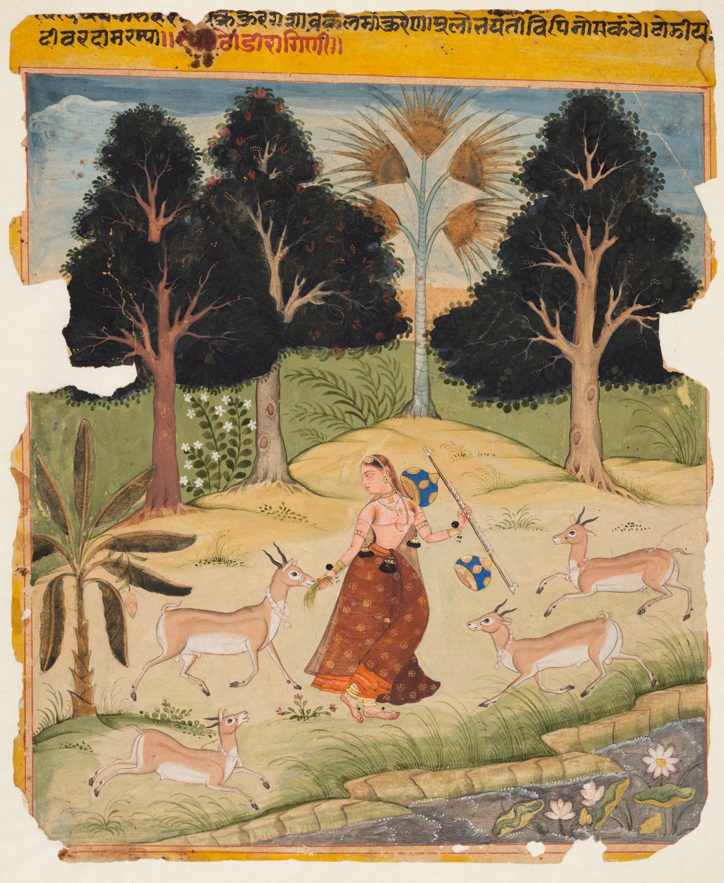 Uma página de um manuscrito de Ragamala: Todi Ragini, c. 1625 de Unbekannt