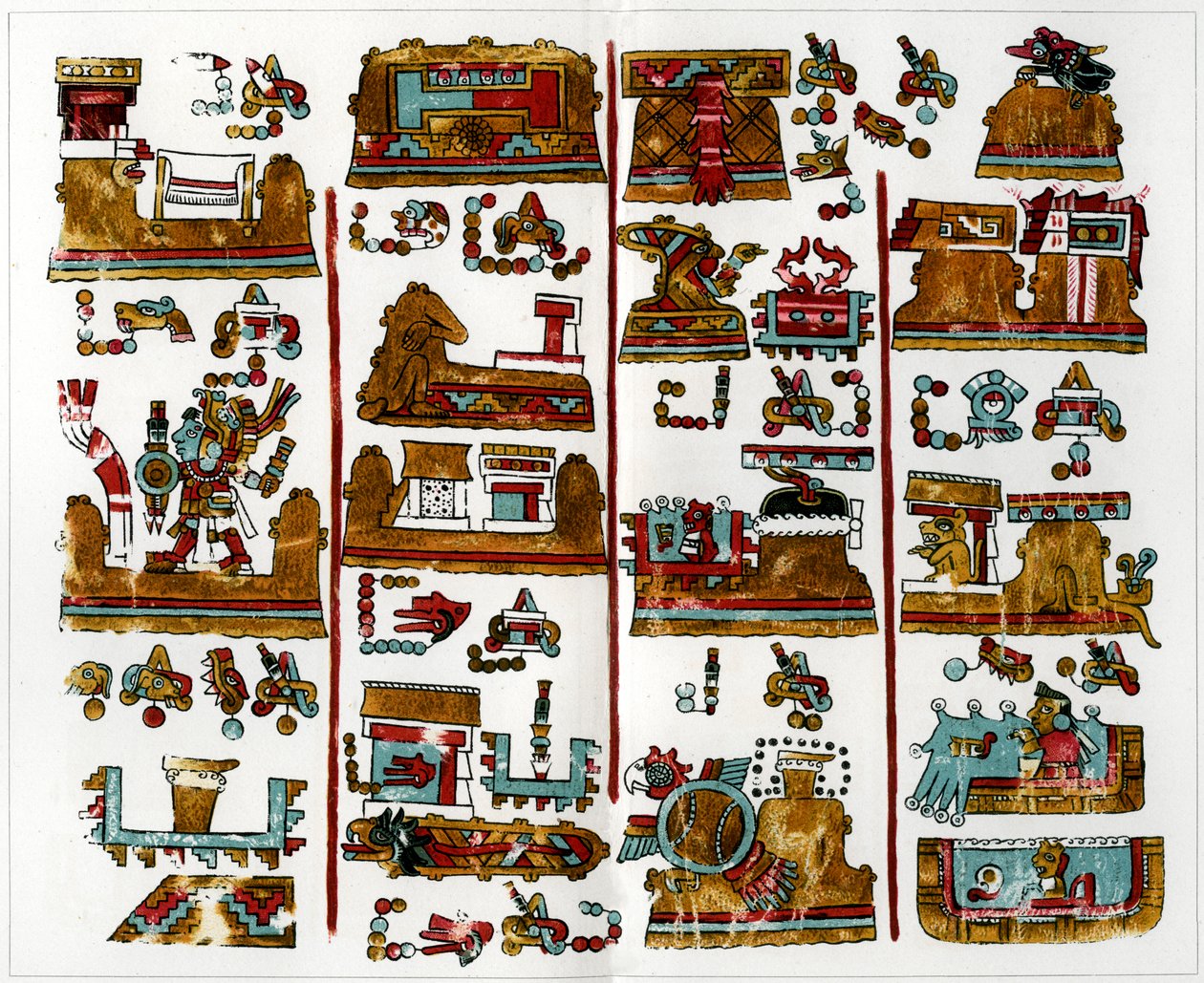 Uma página do manuscrito de Viena de origem zapoteca, 1901 de Unbekannt