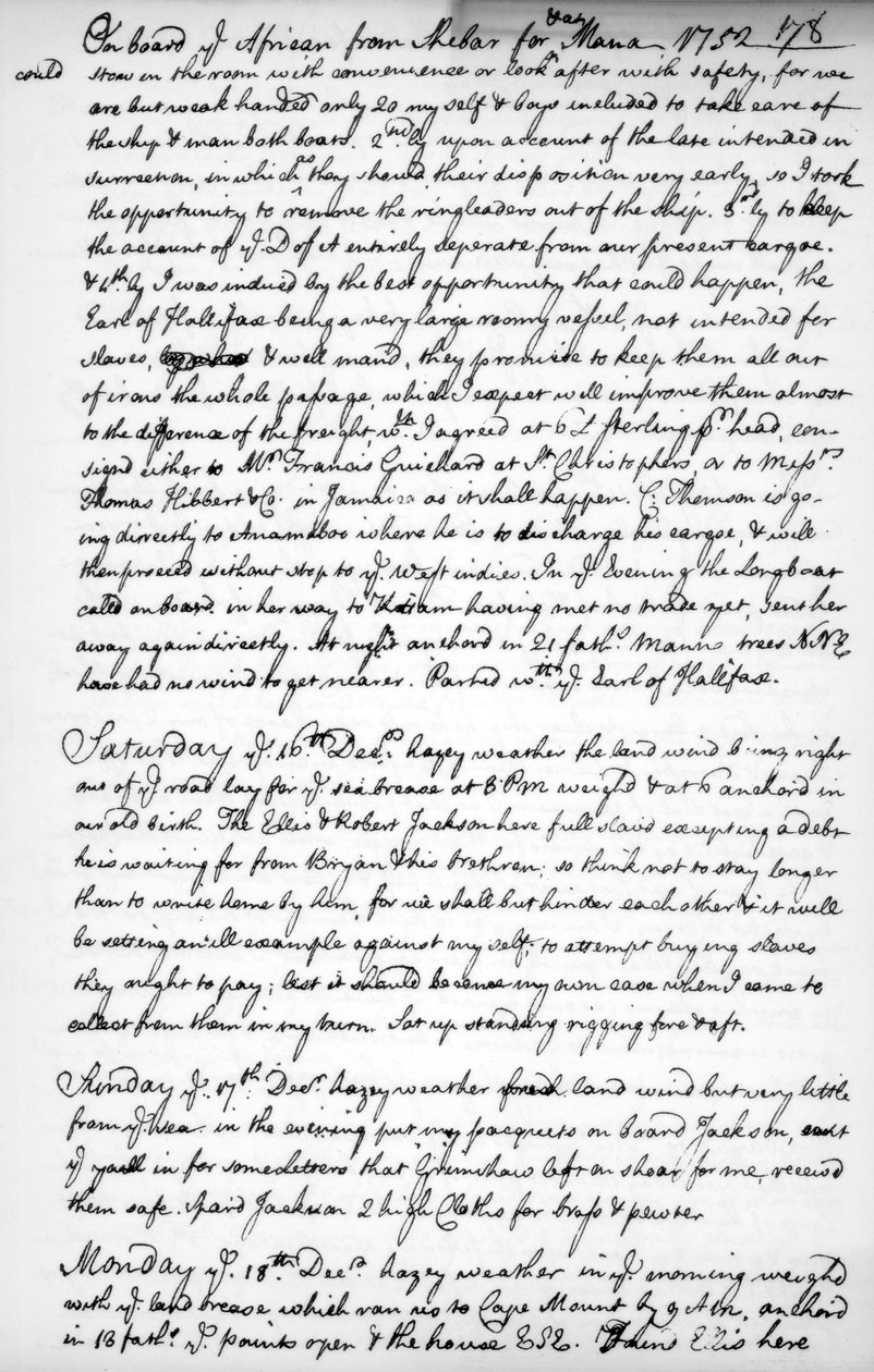 Uma página do diário de John Newton, 1750-1754 1965 de Unbekannt