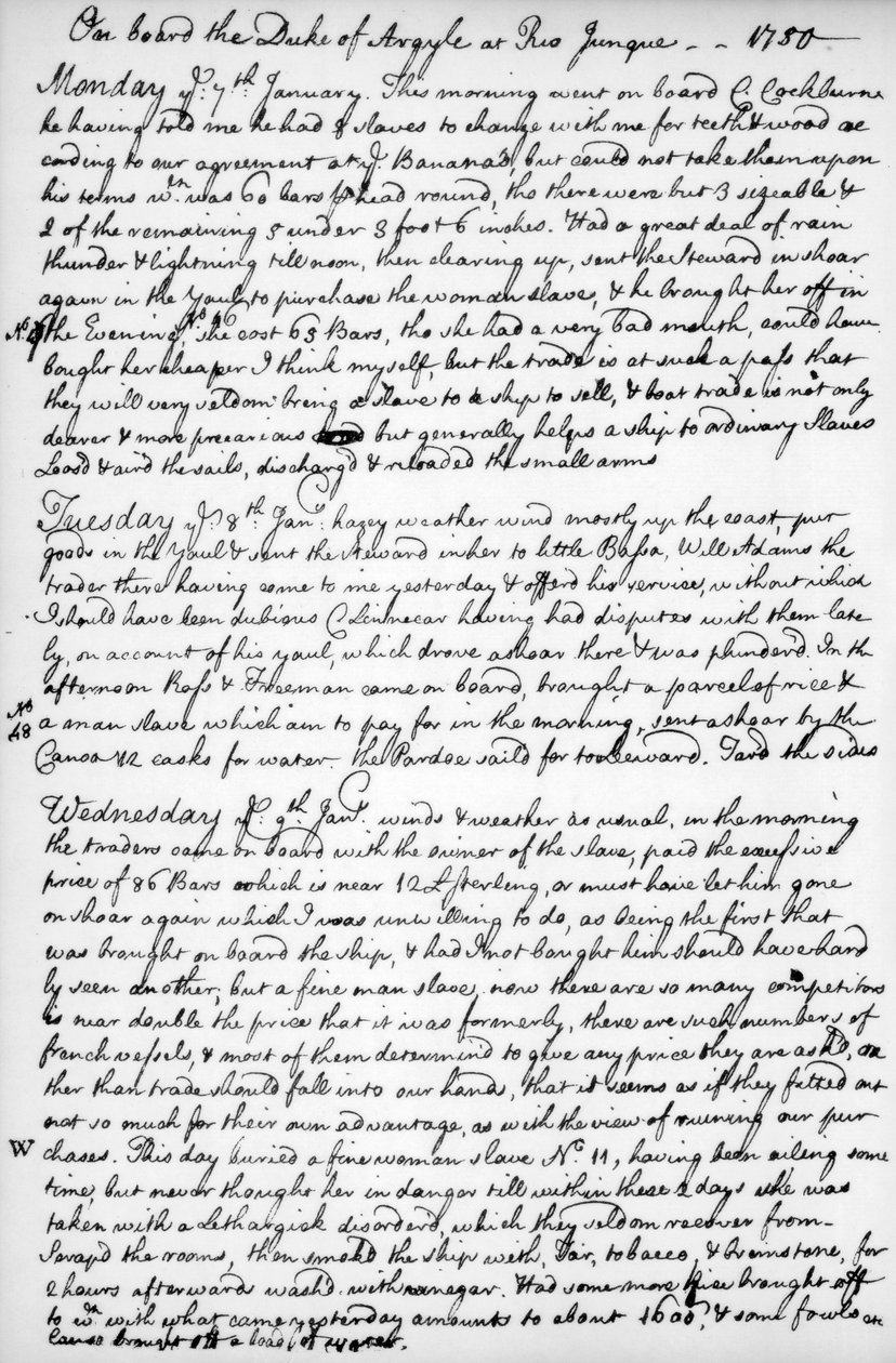 Uma página do diário de John Newton, 1750-1754 1965 de Unbekannt