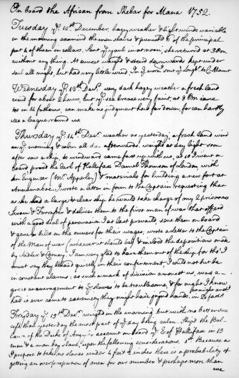 Uma página do diário de John Newton, 1750-1754 1965 de Unbekannt