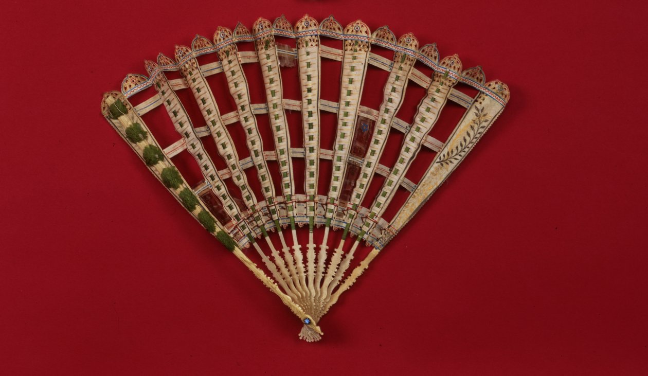 Um leque raro, francês ou inglês, c.1580 (pergaminho e mica) de Unbekannt