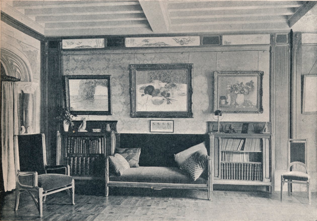 Um quarto na residência de monsieur G. Roucher, em Paris, com móveis de Maurice Dufrene, c1909 de Unbekannt