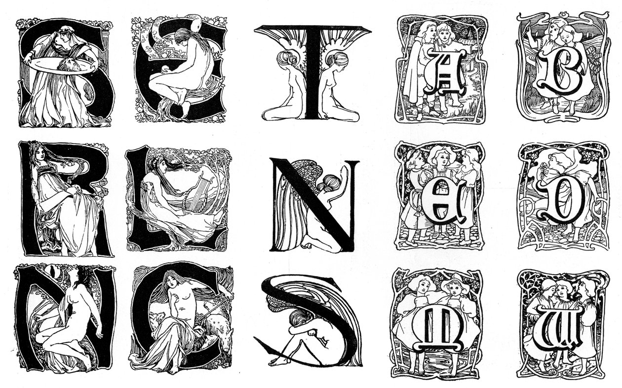Um conjunto de letras iniciais decorativas, 1898 de Unbekannt