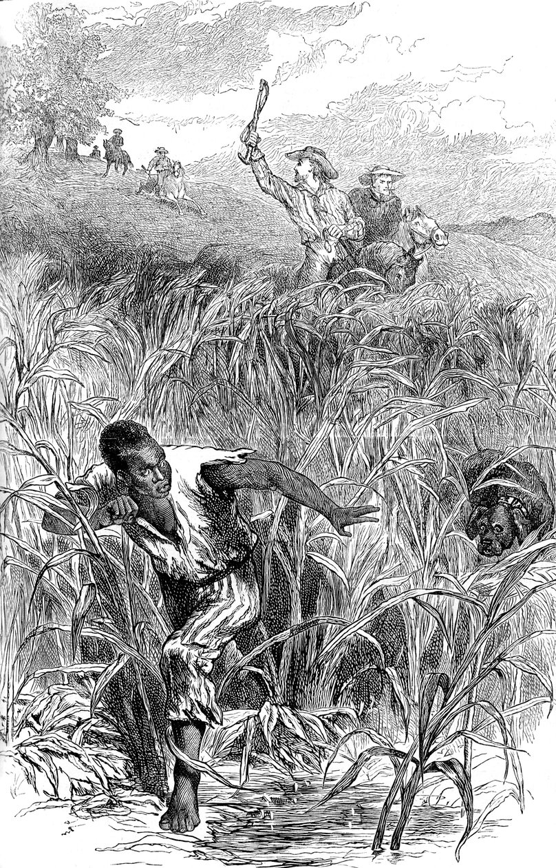 Uma caça aos escravos, EUA, meados do século XIX c1880 de Unbekannt
