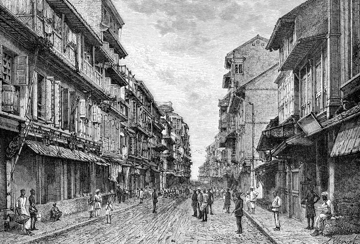 Uma rua em Bombaim, Índia, 1895 de Unbekannt