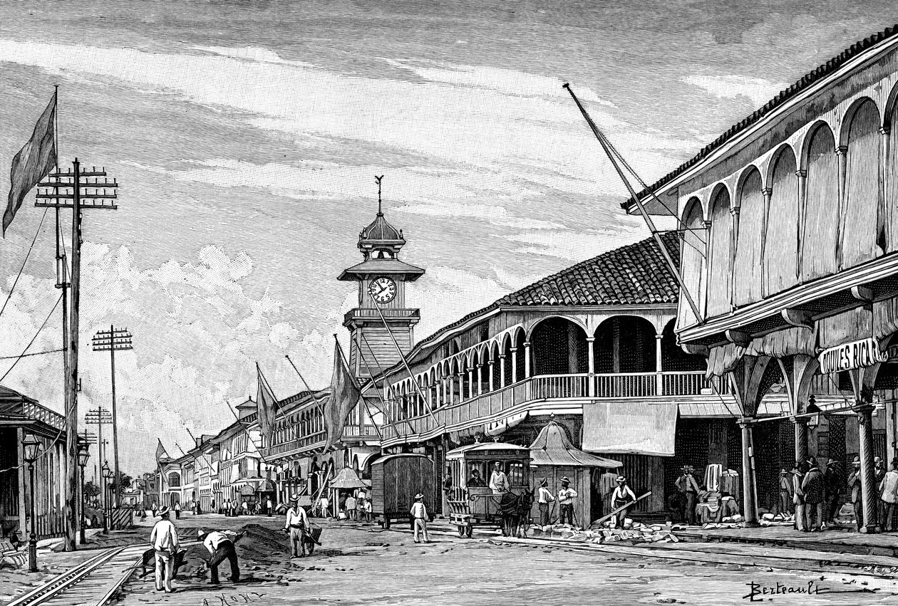 Uma rua em Guayaquil, Equador, 1895 de Unbekannt