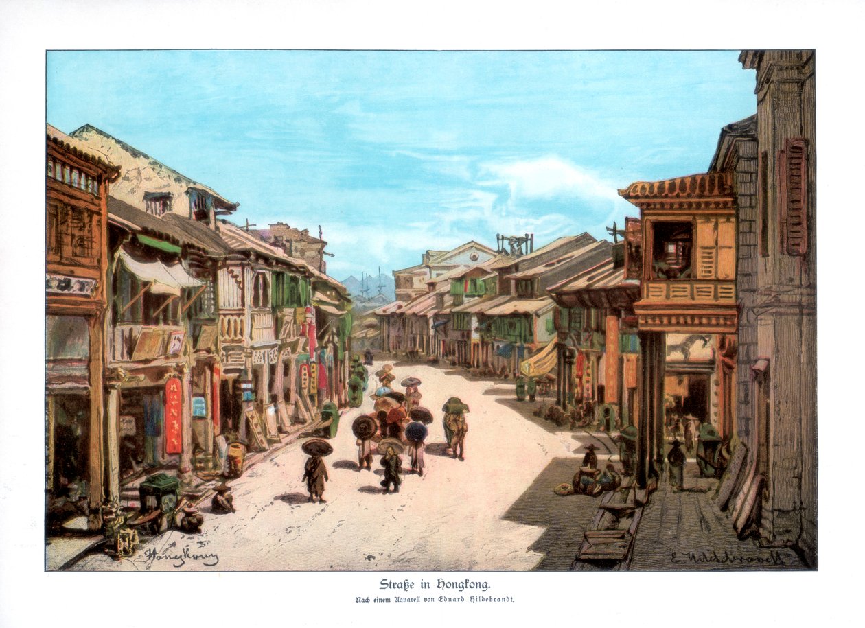 Uma rua em Hong Kong, 1900 de Unbekannt