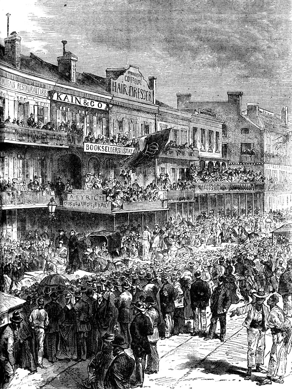 Uma rua em Nova Orleans no dia das eleições, 1860 c1880 de Unbekannt