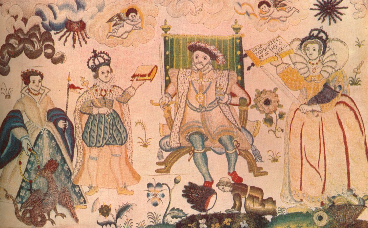 Tapeçaria com Henrique VIII, Eduardo VI e Elizabeth I. Pensa ser elisabetano, 1914 de Unbekannt