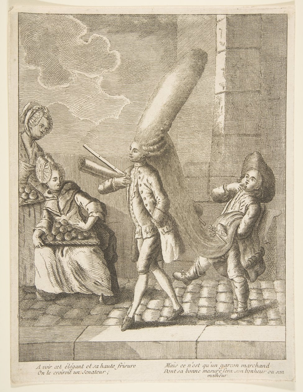 Para ver seu det elegante e seus cachos altos, você pensaria que ele era um senador, mas ele é apenas um..., 1720-75. de Unbekannt