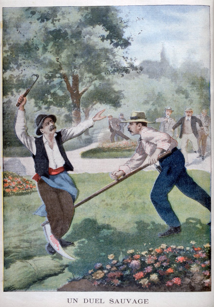 Uma luta selvagem envolvendo instrumentos de colheita, 1902 de Unbekannt