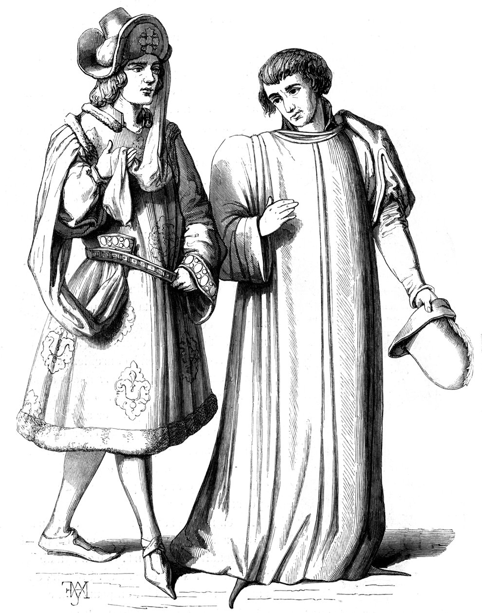 Um jovem nobre e membro da burguesia, século XIV, 1849 de Unbekannt