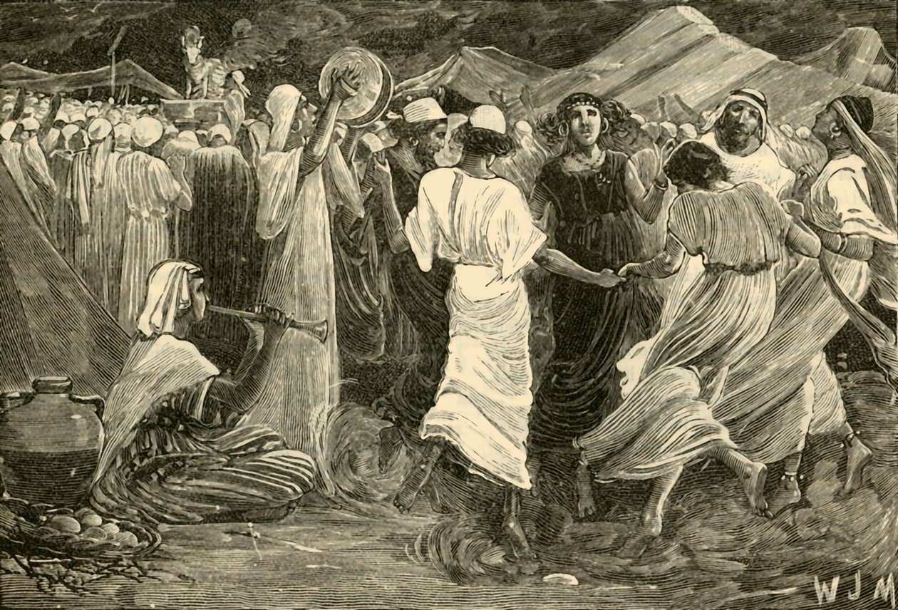Arão e os israleitas adorando o bezerro, 1890. de Unbekannt
