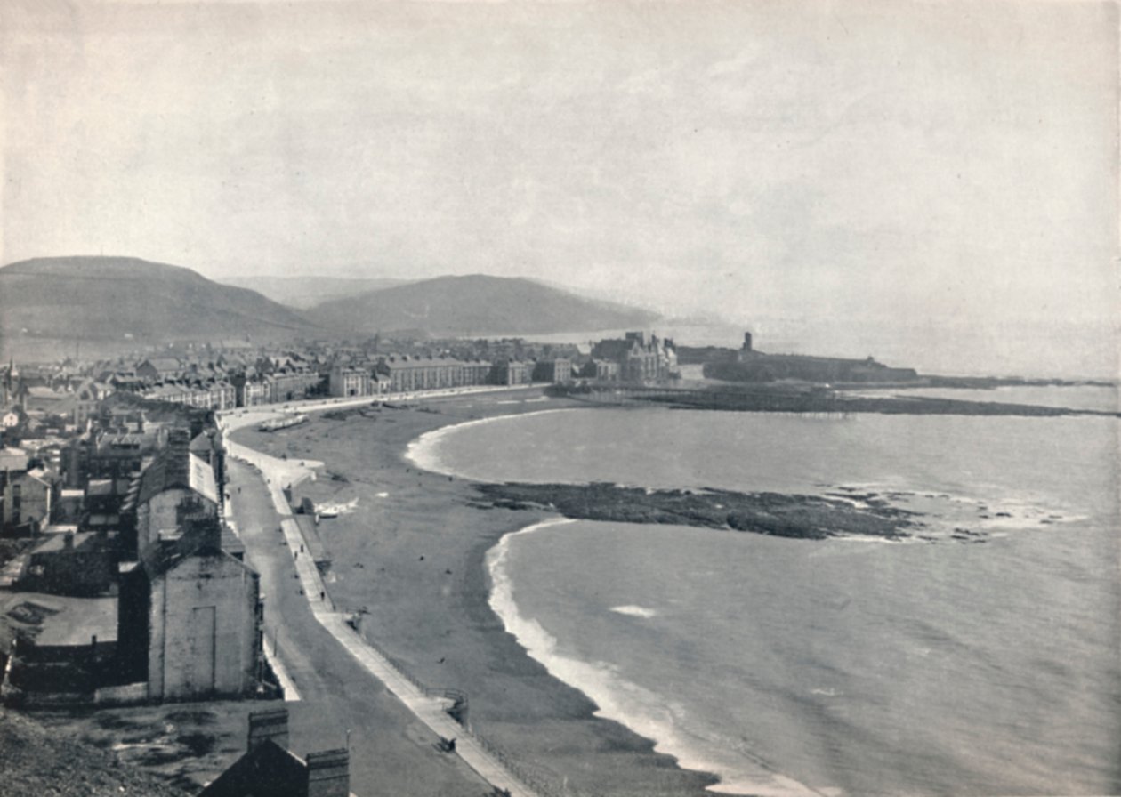 Aberystwith - vista da baía, mostrando o castelo e o University College, 1895 de Unbekannt