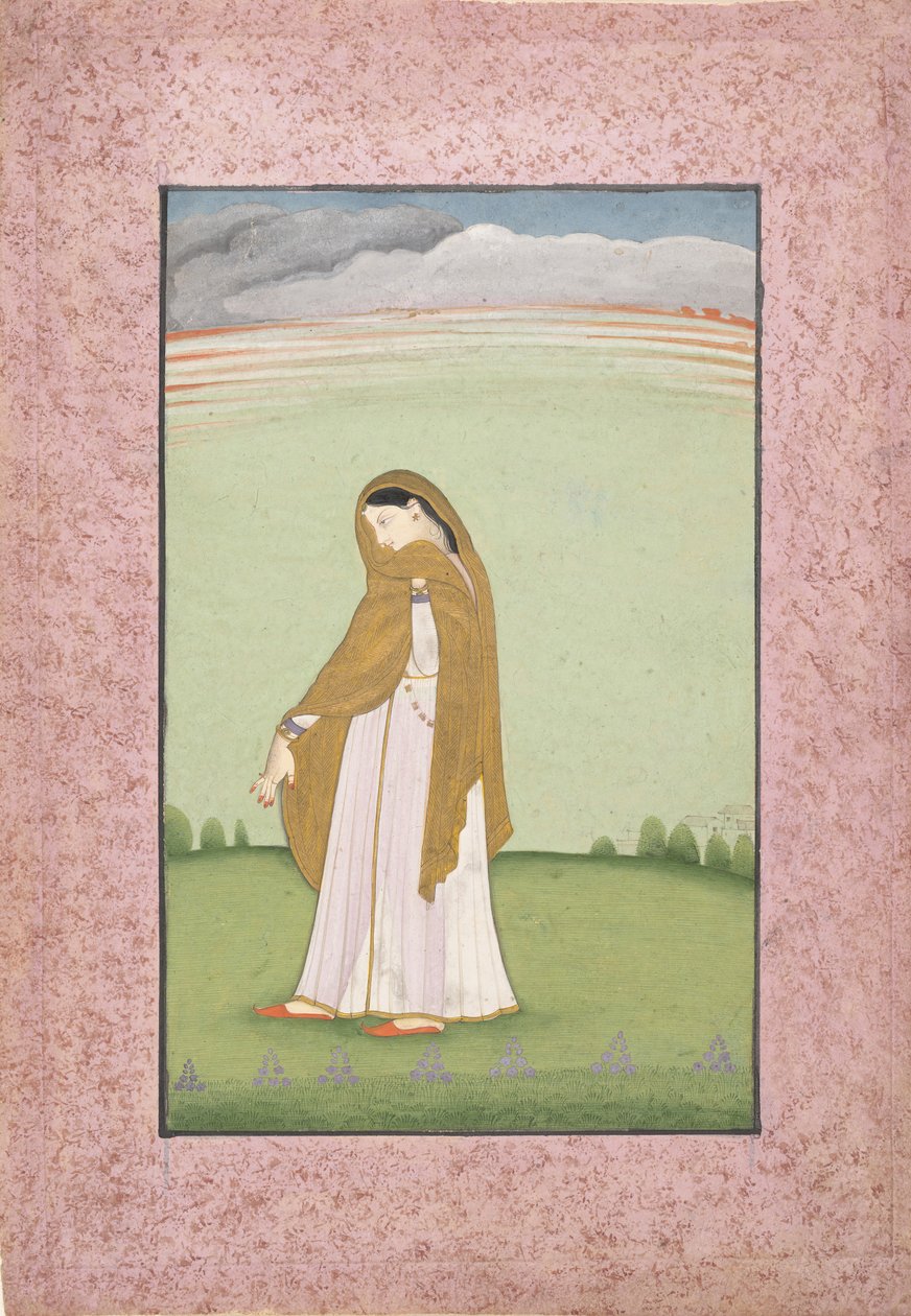 Abhisarika Nayika, uma heroína que anseia por seu amante, ca. 1790-1800. de Unbekannt