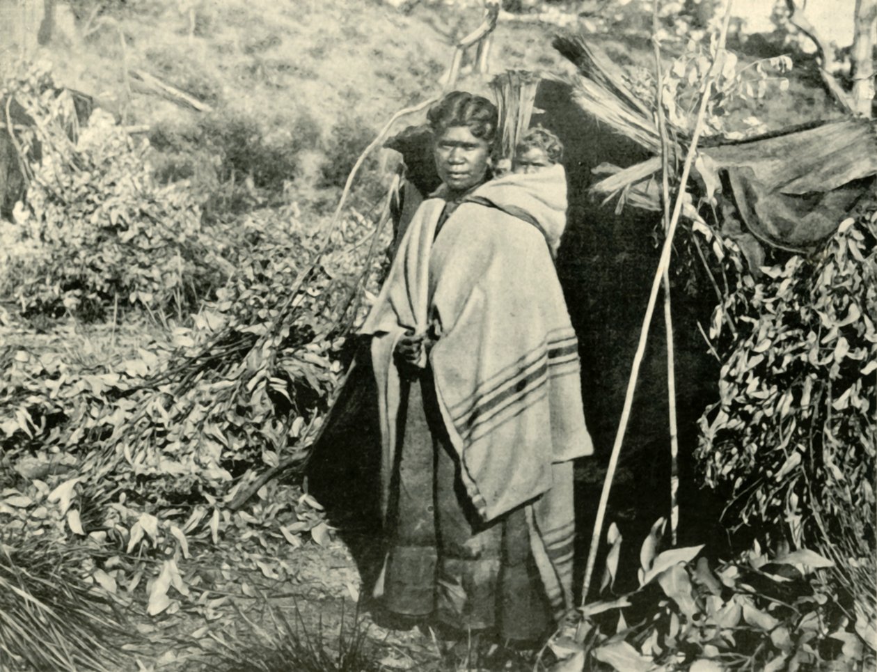 Mulher aborígene com criança, 1901. de Unbekannt