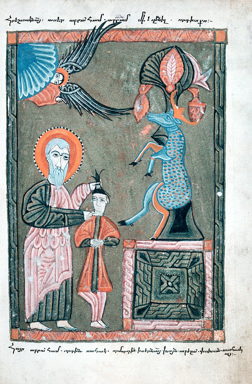 Abraão se preparando para sacrificar Isaque, 1587 de Unbekannt