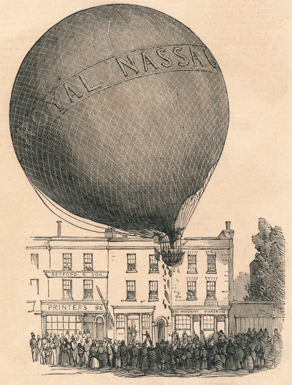 Acidente com o balão de Nassau na London-Road, na quarta-feira, 1849. de Unbekannt