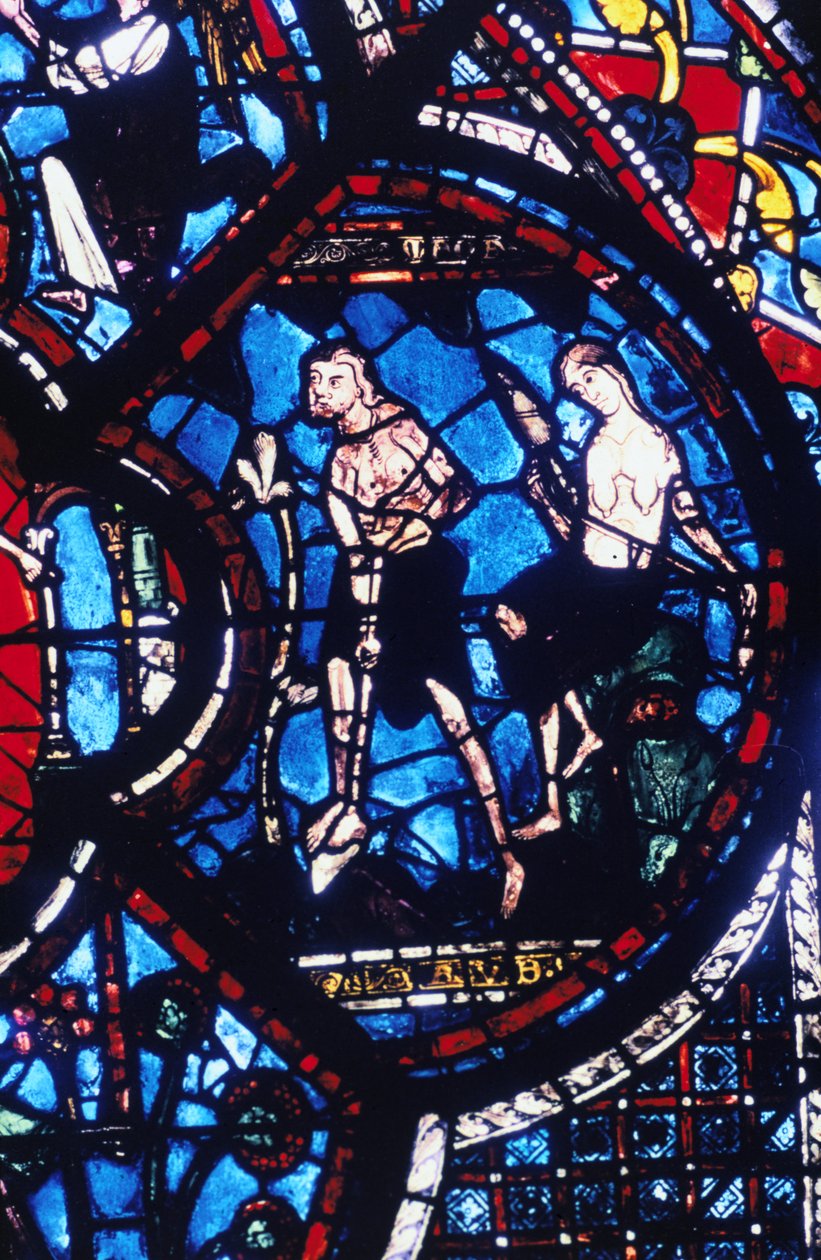 Adão e Eva, vitral, Catedral de Chartres, França, 1205-1215 de Unbekannt