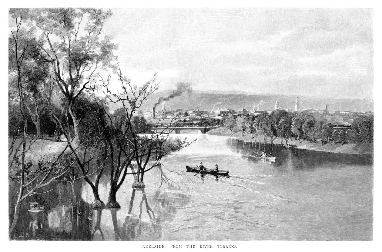 Adelaide, do rio Torrens, 1886 de Unbekannt