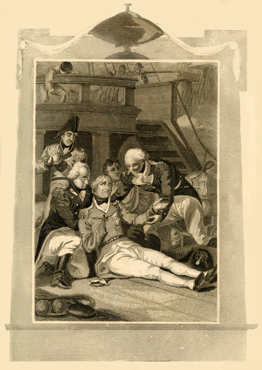Almirante Lord Nelson mortalmente ferido na vitória na batalha de Trafalgar, 1805, 1816. de Unbekannt