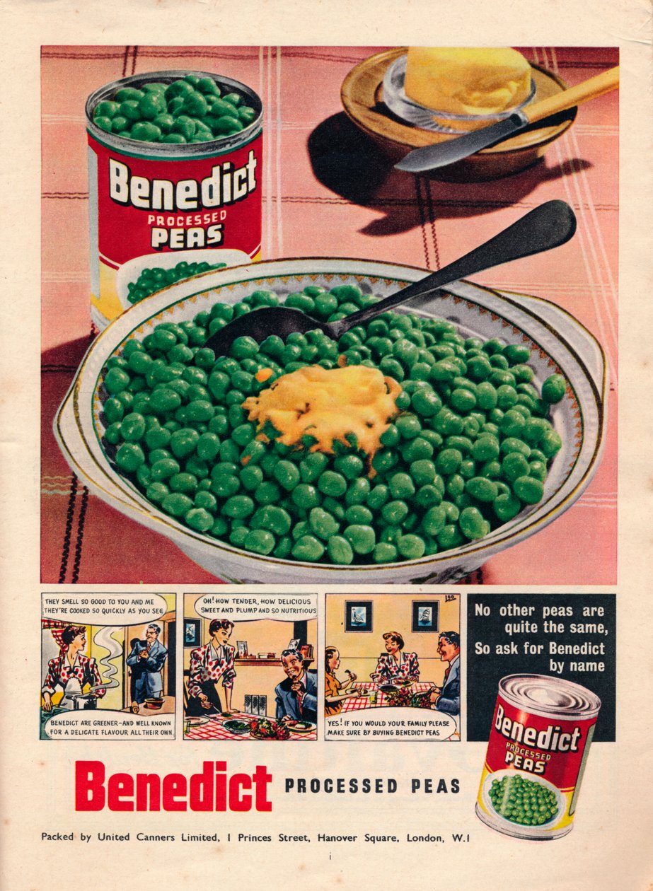 Anúncio para ervilhas processadas por Bento, 1951 de Unbekannt