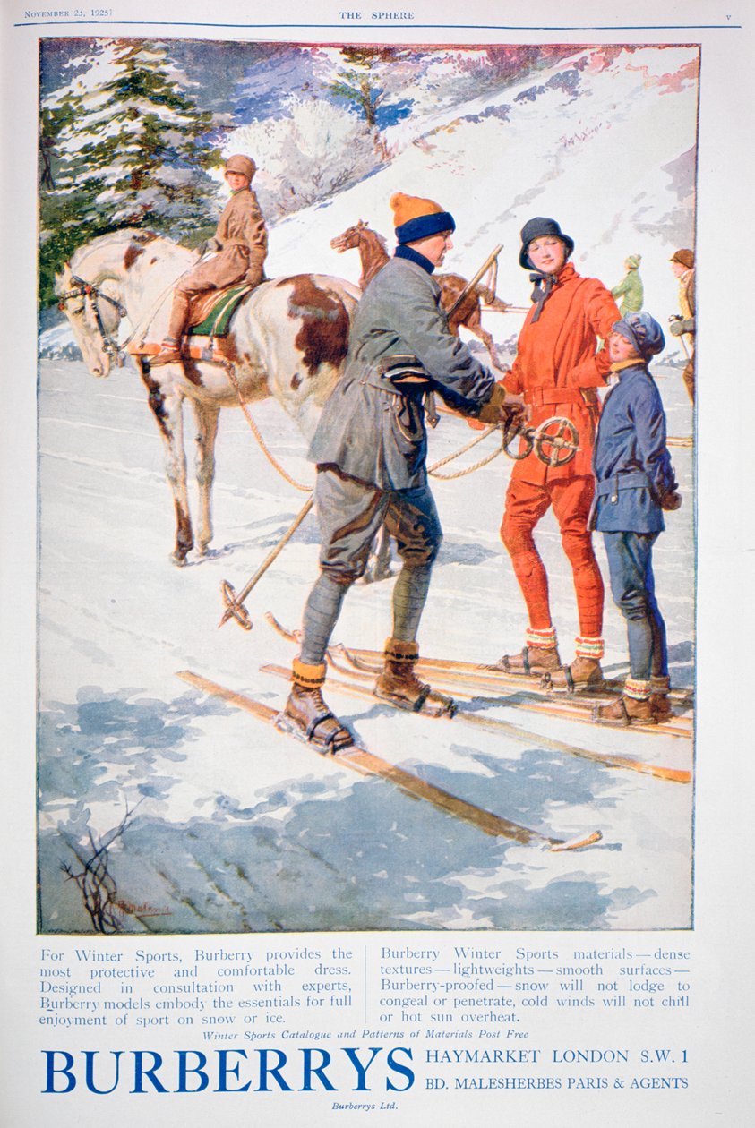 Anúncio do vestido de esportes de inverno da Burberry, 1925 de Unbekannt