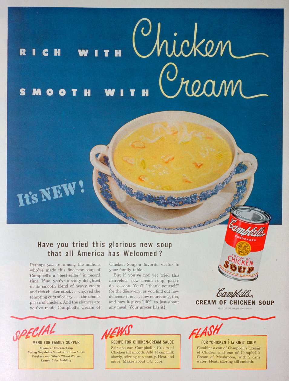 Anúncio do Creme de Canja de Galinha Condensado Campbells, 1949 de Unbekannt