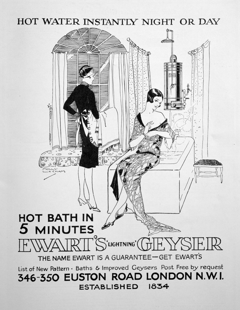 Anúncio para o gêiser de Ewarts para água quente, 1928 de Unbekannt