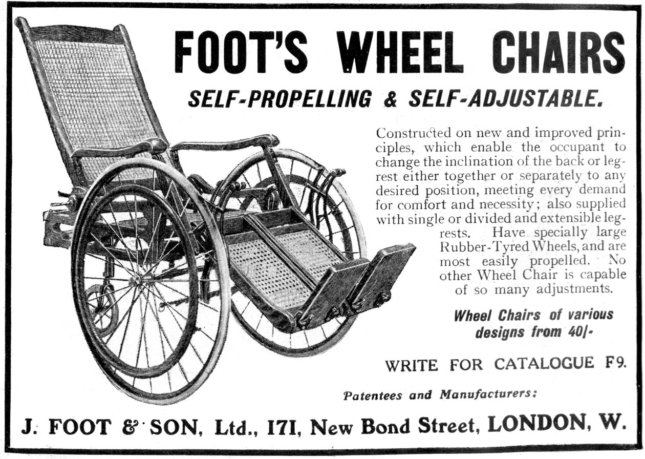 Anúncio para cadeiras de rodas Foots, 1910 de Unbekannt