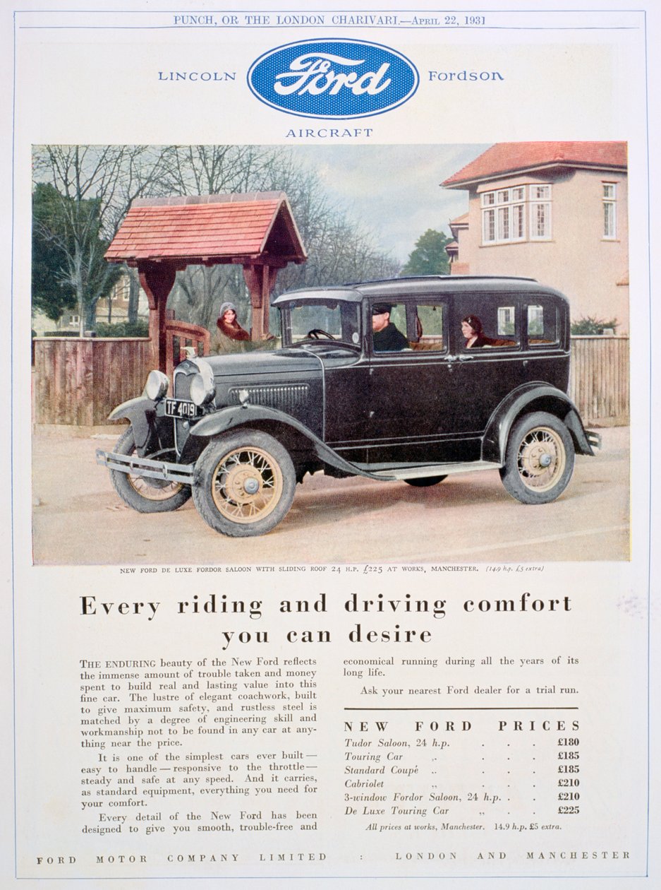 Anúncio para automóveis Ford, 1931 de Unbekannt