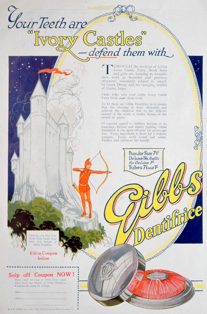 Anúncio para Gibbs Solid Dentifrice, 1922 de Unbekannt