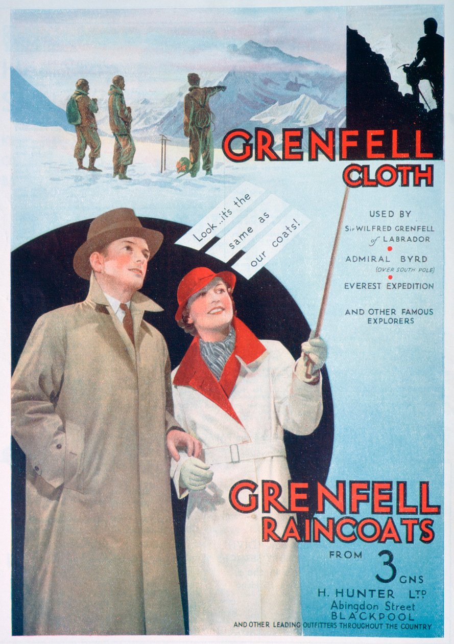 Anúncio para roupas e capas de chuva de Grenfell, 1937 de Unbekannt