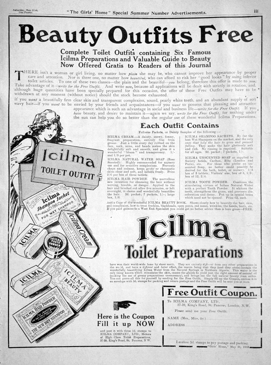 Anúncio para Icilma Toilet Preparations, 1913 de Unbekannt