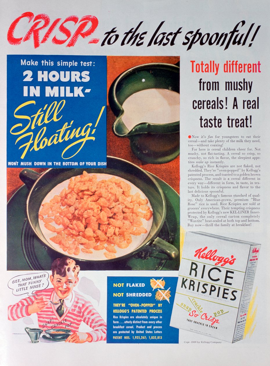 Anúncio para Kelloggs Rice Krispies, 1939 de Unbekannt
