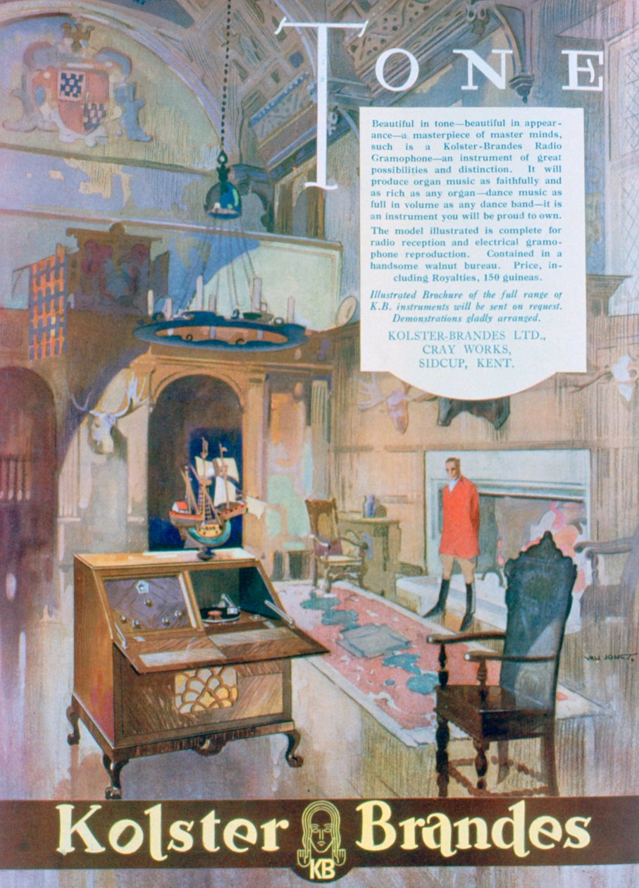 Anúncio para os gramofones de rádio Kolster Brandes, 1930 de Unbekannt
