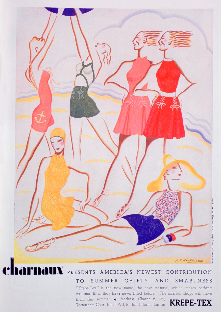 Anúncio para trajes de banho de Krepe-Tex, 1935 de Unbekannt