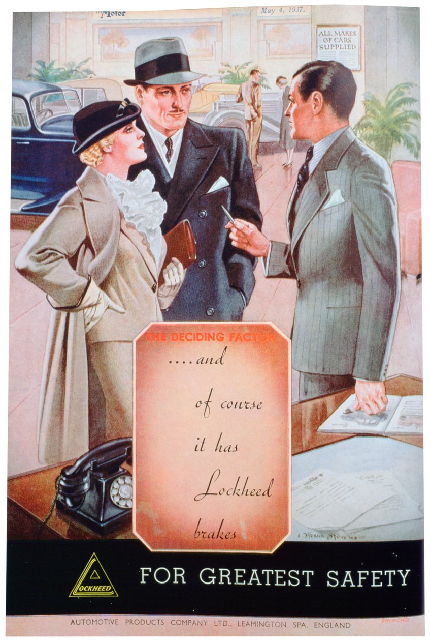 Anúncio dos travões de carro da Lockheed pela Automotive Products of Leamington Spa, 1937 de Unbekannt