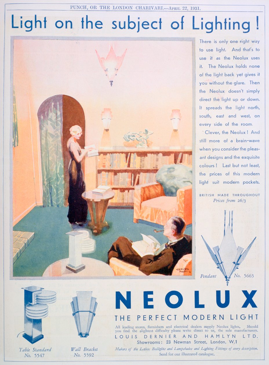 Anúncio para luminárias Neolux, 1931 de Unbekannt