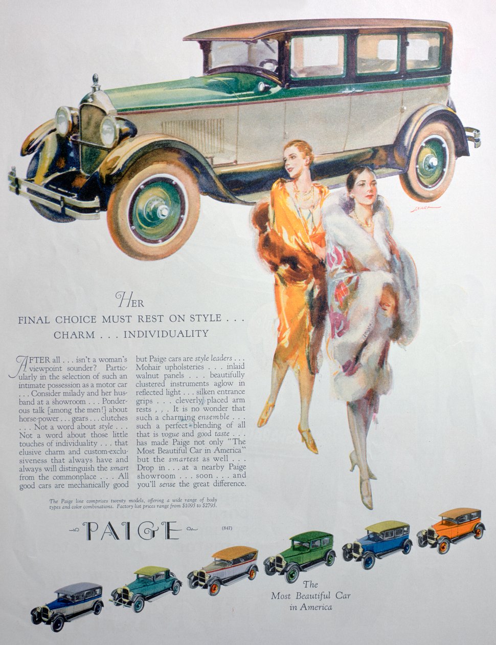 Anúncio para automóveis Paige, 1927 de Unbekannt
