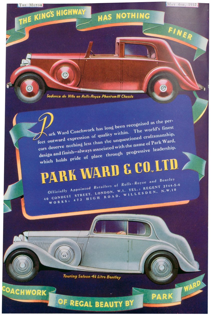 Anúncio para carruagem de carro Park Ward and Co, 1937 de Unbekannt